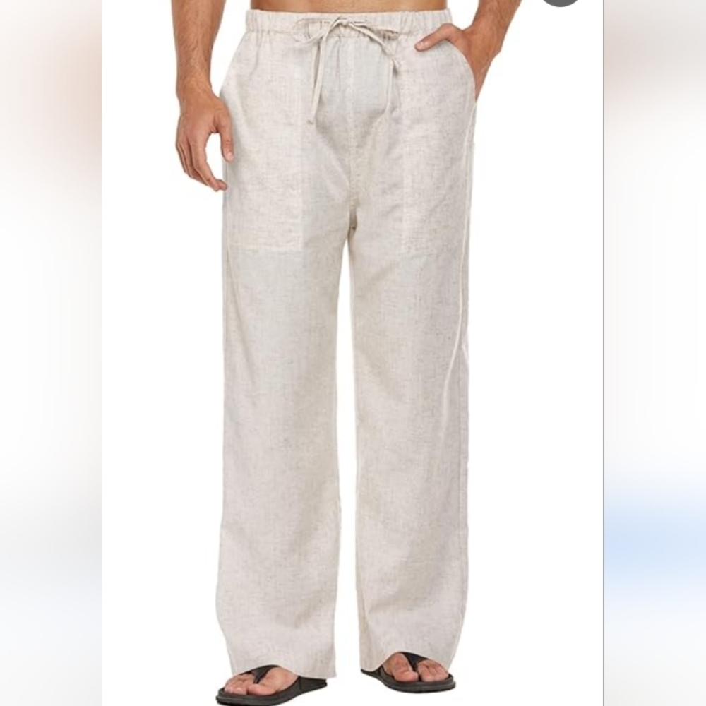 NEW Coofandy men casual pants drawstring waist wide leg size small